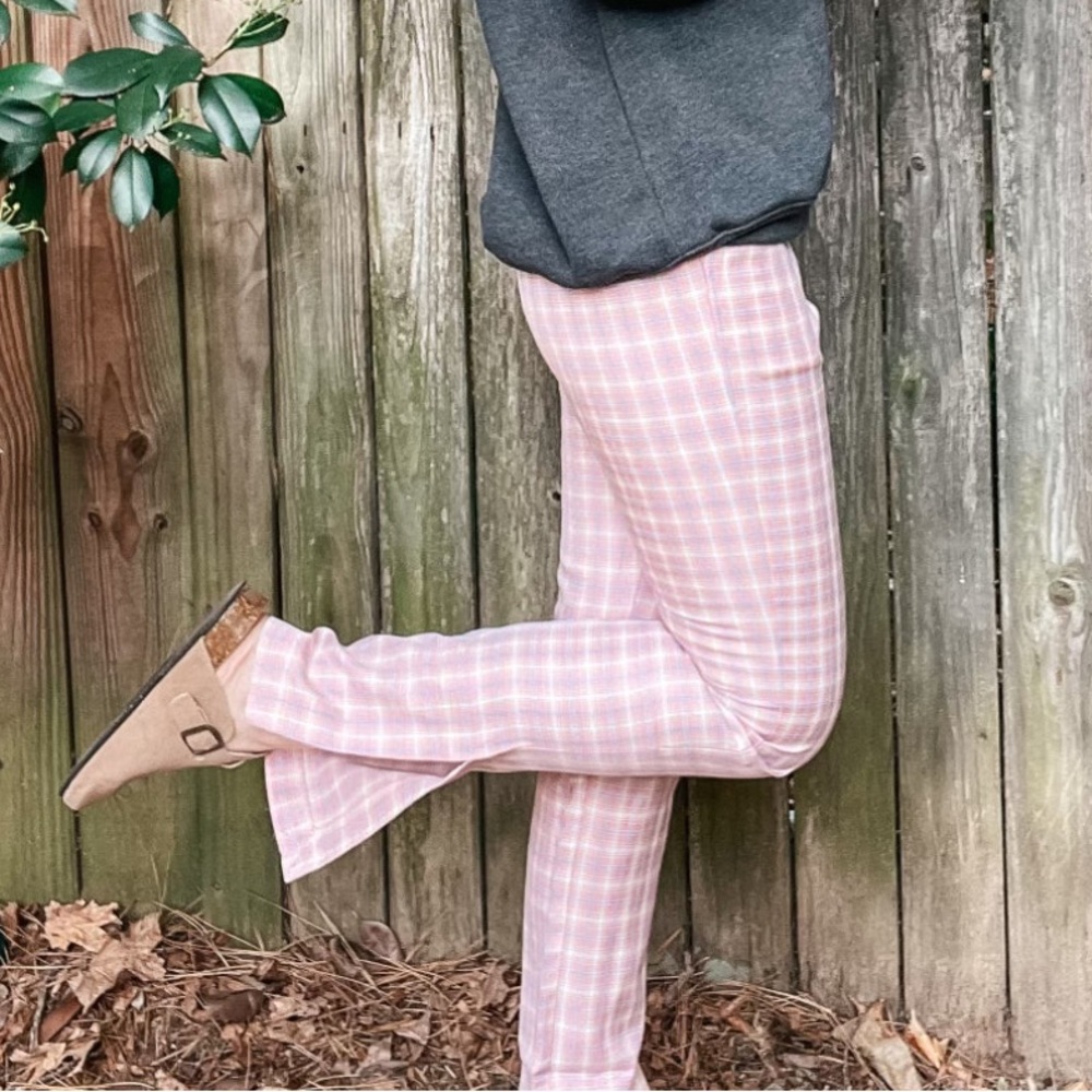 large pink plaid pants
